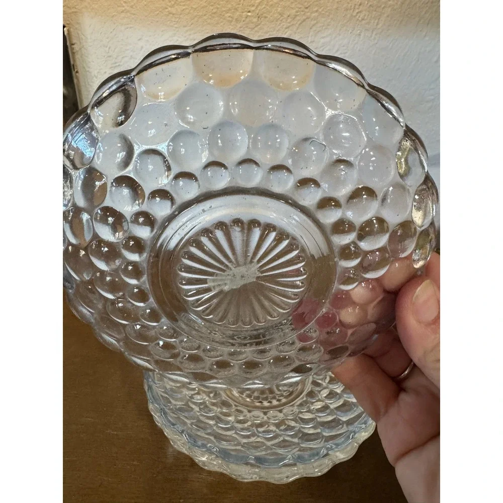 Vintage Set‎ of 4 Berry Bowls Clear Glass Bubble Pattern Dessert Saucers